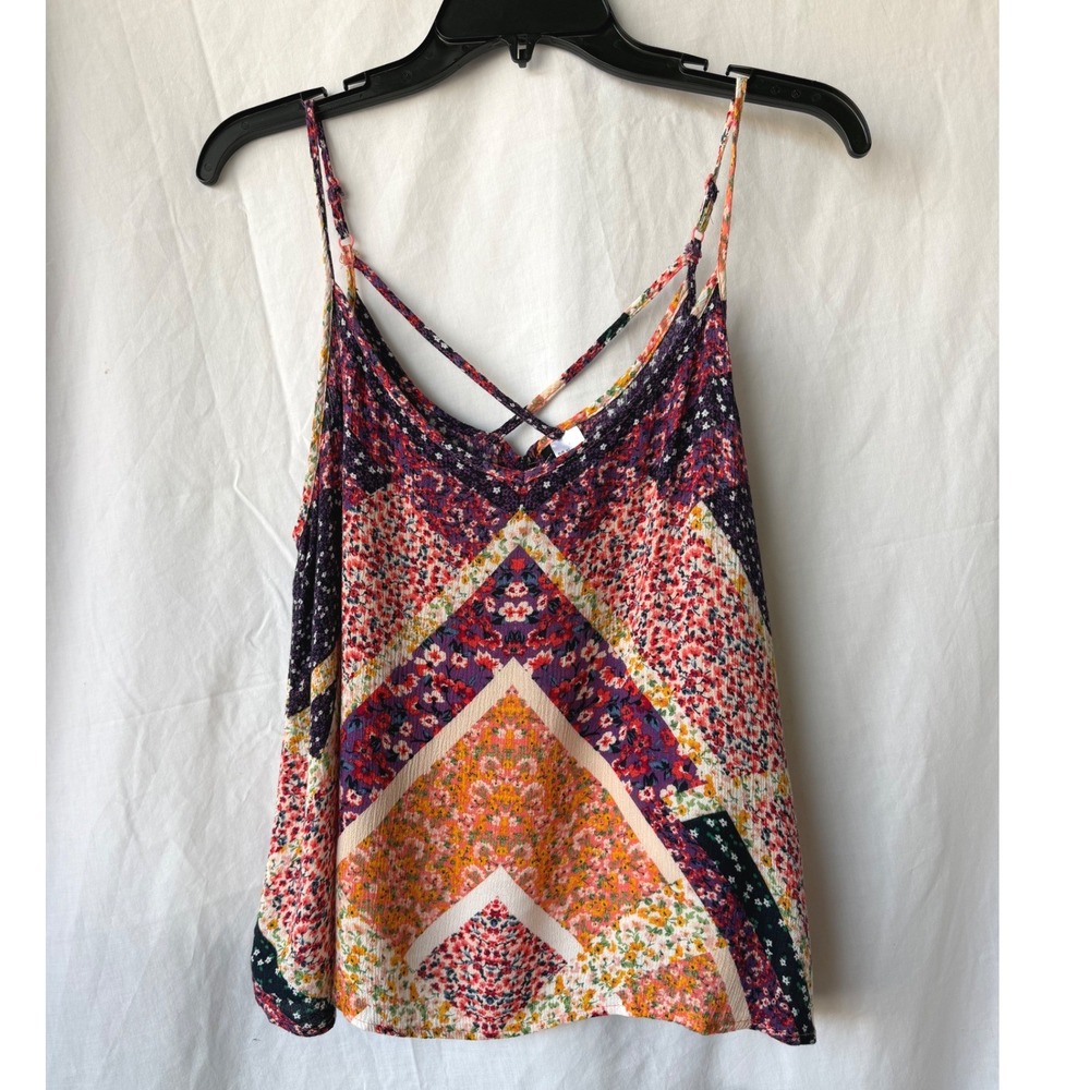H&M Divided Camisole Multicolor Floral Patchwork Boho Cottagecore Strappy Large
